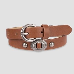 NWT Art Class Silver Brown Leather Western Belt
